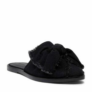 All Saints Women’s Knit Bow Mules Slides Flats Shoes Black Slip on Size 7
